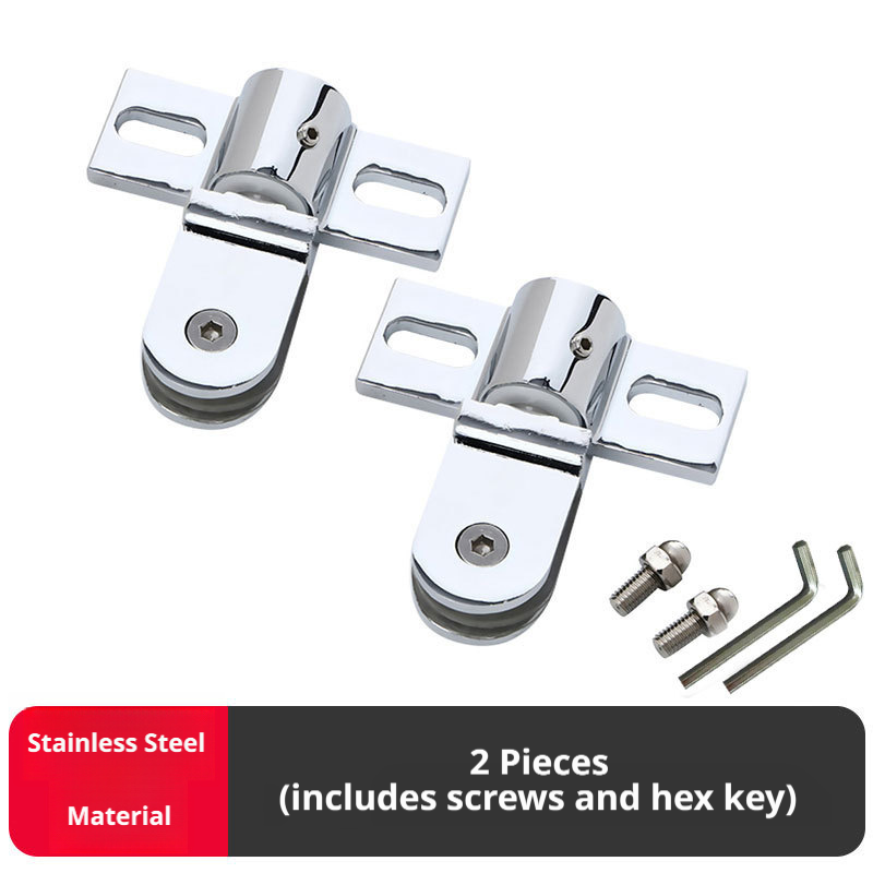 Glass Door Hinge - Zinklegierung Edelstahl Badezimmer-Glastürclip Drehbare Türscharnierachse Rostfrei