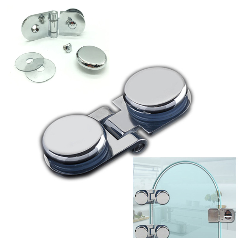 Glass Door Hinge - Zinklegierungs-Glasbefestigungsklammern 6-12mm Glasplatte Beidseitiger Clip Türscharnier